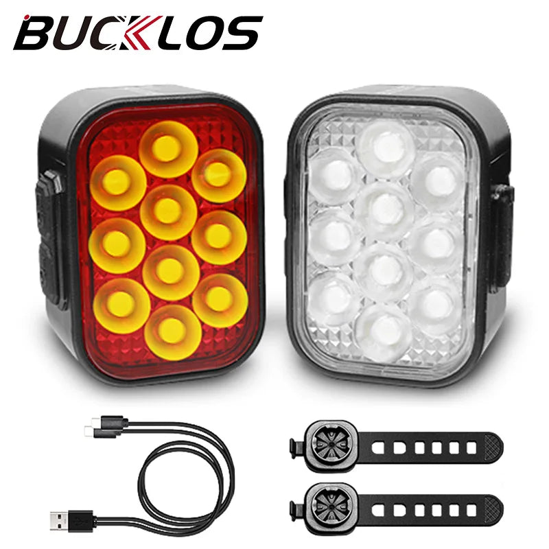 BUCKLOS Front &amp; Rear Light Set — USB Rechargeable