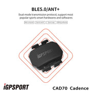 iGPSPORT CAD70 cadence sensor fitted to a crank