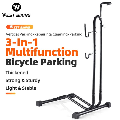 WEST BIKING 3-in-1 Bike Parking & Repair Stand — high-carbon steel frame