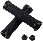 Double-Lock Aluminium Handlebar Grips — lock ring tightened in place
