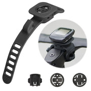 Silicone strap mount holding a bike computer
