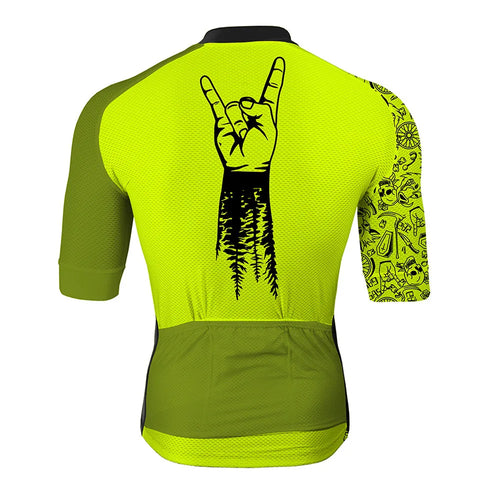 Short sleeve cycling jersey in yellow