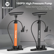 WEST BIKING 160PSI steel bike pump - size reference