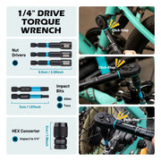 Torque wrench set rolled into its storage bag