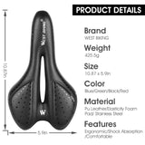 WEST BIKING PU Leather Gel Saddle