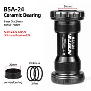 WALGUN BSA Threaded Bottom Bracket — full spindle size chart