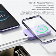 Power bank wireless charging pad in use