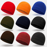 Cycling beanie worn under a helmet