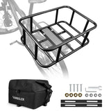 Heavy-Duty Rear Bike Basket — Metal Rack with Storage Bag