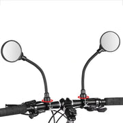 Handlebar mirror head rotated to show adjustment