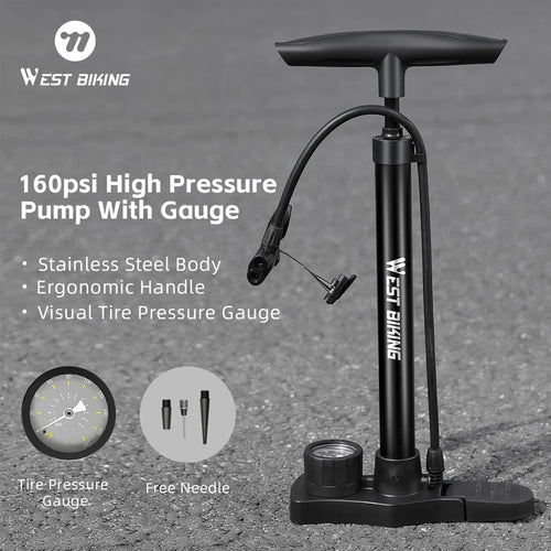 WEST BIKING 160PSI steel bike pump - product photo