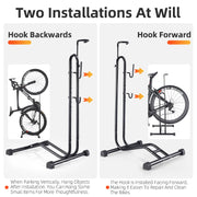 WEST BIKING 3-in-1 Bike Parking & Repair Stand — plastic-dipped rim-friendly hook