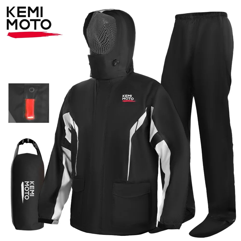 KEMITOUR heavy-duty waterproof rain suit in black