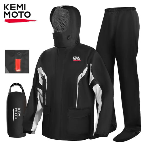 KEMITOUR heavy-duty waterproof rain suit in black