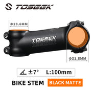 TOSEEK Ultralight Alloy Stem — mounted on road bike fork