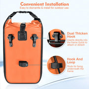 Roll-top bag mounted as a rear pannier