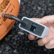 ROCKBROS mini electric bike pump - in use on tire