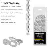RIDERACE Ultralight Chain — 8-12 Speed — quick-link connector close-up