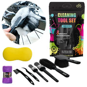 Eight piece bike cleaning set contents