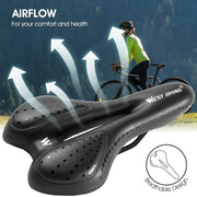 WEST BIKING PU Leather Gel Saddle — shockproof PU leather saddle with gel cushioning