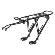 Disc-Brake Compatible Rear Cargo Rack — 25kg-rated rack with disc caliper clearance