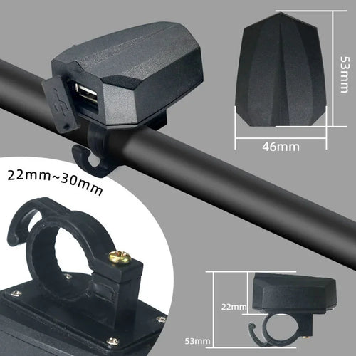 E-bike USB phone charger unit in black ABS