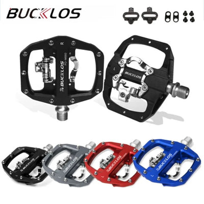 BUCKLOS Dual-Function MTB Pedals — Flat & SPD Clipless