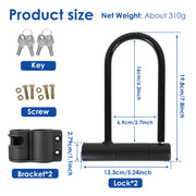 Mini U-lock with key - size reference
