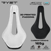 RYET 3D printed carbon fibre saddle mounted on bike