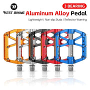 WEST BIKING Ultralight Pedals — CNC-machined aluminium body with reflective sidewalls