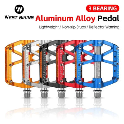 WEST BIKING Ultralight Pedals — CNC 3-Bearing Reflective
