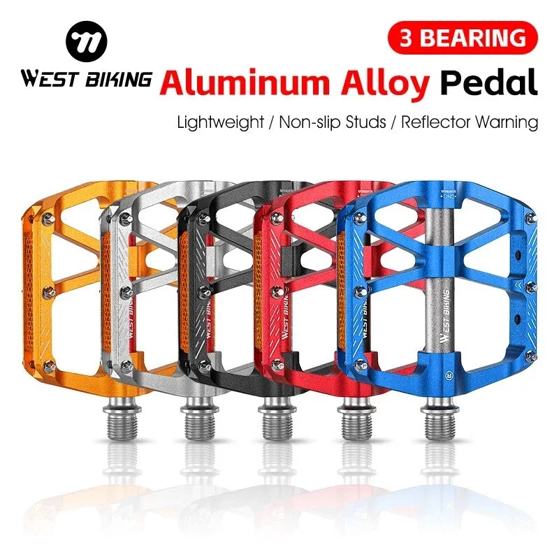 WEST BIKING Ultralight Pedals — CNC 3-Bearing Reflective