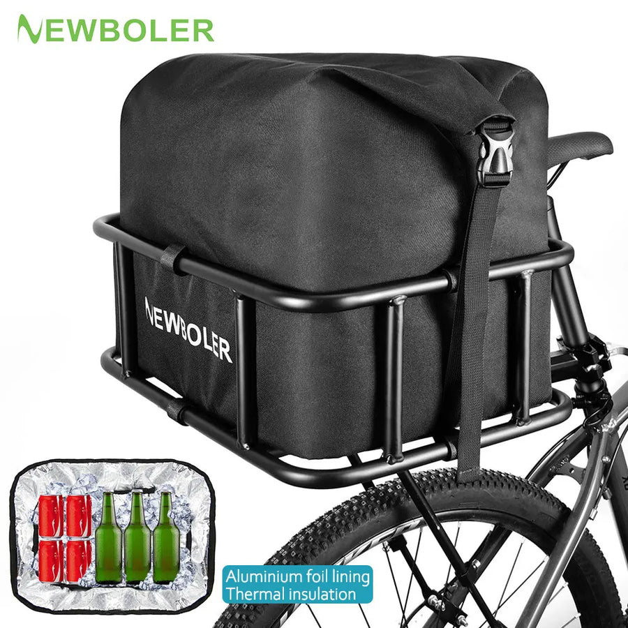 Heavy-Duty Rear Bike Basket — Metal Rack with Storage Bag