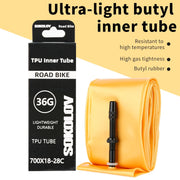 SOKOLOV 700C TPU Inner Tube — folded for saddle bag storage