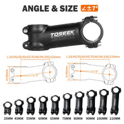 TOSEEK Ultralight Alloy Stem — 31.8mm bar clamp close-up