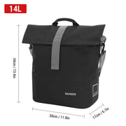 Rack bag wide opening showing the main compartment